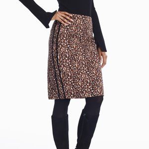 WHBM Cotton Blend Leopard Pencil Skirt Black Trim 12